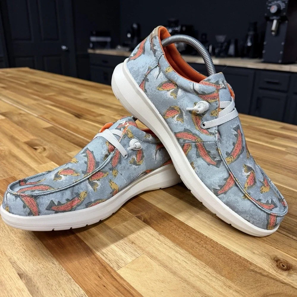 NWT Ariat Men's Hilo Olive Rinbow Trout Boat Shoe Size 10 D